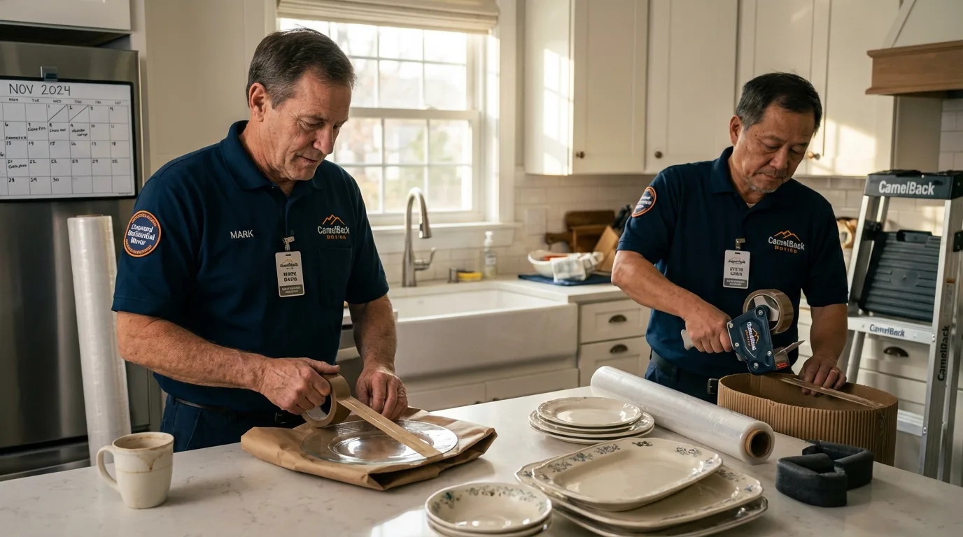 Professional crew packing kitchen dishware in Gurdon, AR
